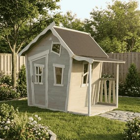 Casa de brincar exterior para crianças Crooky 150 em madeira - cinza-bege