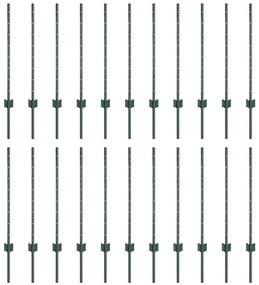 Postes de Cerca Prateados 22 pcs Verde Standard Metal
