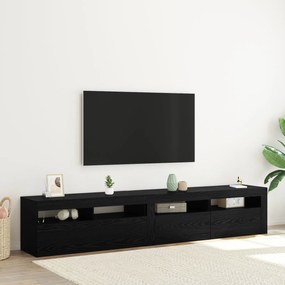 Gabinetes de TV vidaXL 2 pcs com Luzes LED Madeira de Carvalho Preto,