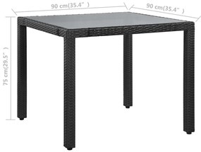 5 pcs conjunto de jantar para jardim vime PE preto
