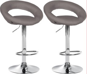 Conjunto de 2 bancos de bar Olinda em tecido e com estrutura cromada 52 x 77-97 x 47 cm Cinzento