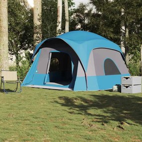 vidaXL Tenda familiar estilo cabana para 6 pessoas impermeável azul