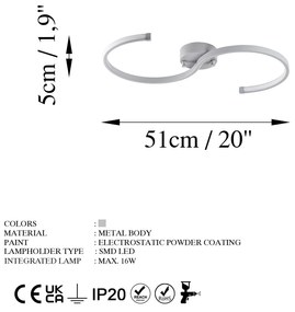 Lustre Es – Cinzento – 25x51x5 cm