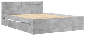 Estrutura de cama c/ cabeceira derivados madeira cinza-cimento