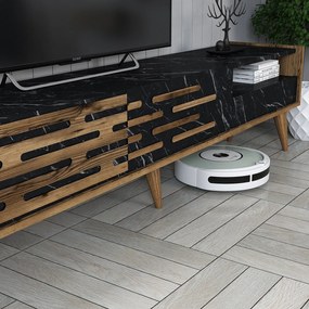 Conjunto de Mobiliário de Sala de Estar Valensiya – Nogueira/Preto/Már