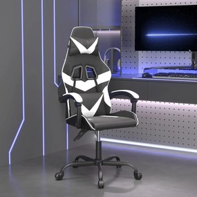 vidaXL Cadeira gaming couro artificial preto e branco