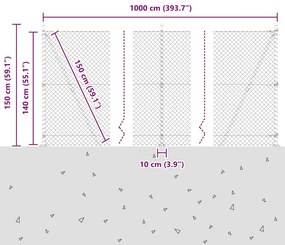 Conjunto de Postes de Cerca Prateado 10 x 1.4 m Aço Galvanizado