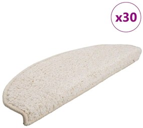 vidaXL Tapetes de escada 30 peças 65x21x4 cm branco semicircular grande