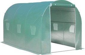 Estufa de jardim em forma de túnel, área útil de 8 m², 4,00 m (C) x 2,00 m (L) x 2,05 m (A), estrutura tubular reforçada, porta com fecho de correr, 6