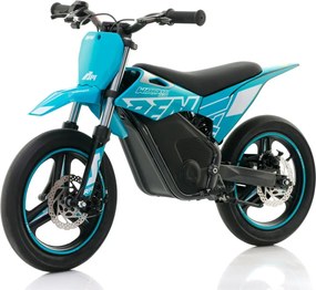 Mini moto elétrica para crianças velocidade até 30Km/h C/Limitador RFN SX-E350 WARRIOR 350W Supermotard 14/14” Azul Celeste