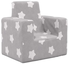 Sofá infantil de c/ estrelas pelúcia cinzento-claro