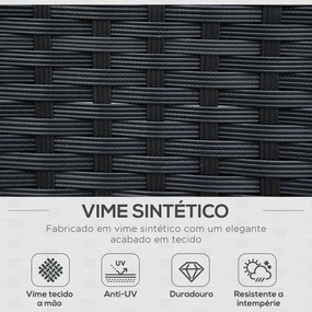 Conjunto de Móveis de Jardim de Vime PE Conjunto de 7 Peças Mesa Sofás
