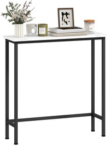 HOMCOM Mesa Consola Moderna Consola Estreita com Superfície com Efeito Mármore e Estrutura de Metal para Entrada Sala de Estar 75x24x76 cm Branco e Preto