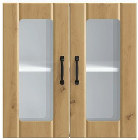 Armário de parede cozinha porta vidro Lucca carvalho artesanal