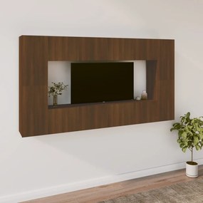 Conjunto móveis de TV 8pcs madeira processada carvalho castanho