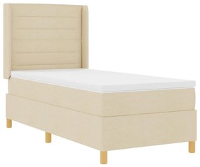 Cama Box com Colchão Creme 100x200 cm em Tecido