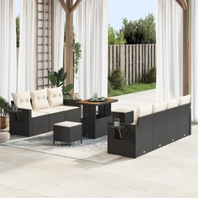 Conjunto de Sofá de Jardim de 10 Peças com Almofadas de Rattan Poliést