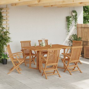 vidaXL Conjunto de Jantar para Jardim de 7 Peças em Madeira Sólida Teak