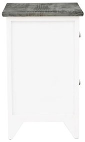 Mesa-de-cabeceira 38x28x45 cm madeira paulownia cinzento/branco