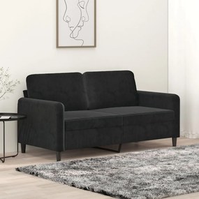 Sofá de 2 lugares veludo 140 cm preto