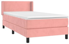 Cama com molas/colchão 90x200 cm veludo rosa