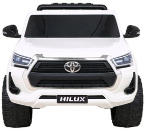 Carro elétrico para Crianças Toyota Hilux 12V 4x4 Rodas Espuma EVA, Assento couro ecológico Branco
