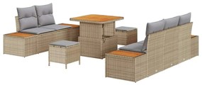 Conjunto de Sofás de Jardim de 8 Peças com Almofadas em Rattan Poliést