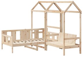 Conjunto de sofá-cama e banco c/ telhado 90x200 cm pinho maciço