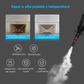 Máquina de limpeza a vapor portátil com 9 acessórios e design seguro sem produtos químicos para casa e carro Amarelo