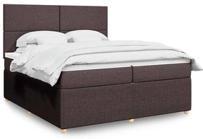 Cama com molas/colchão 200x200 cm tecido castanho-escuro