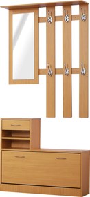 HOMCOM Móvel Cabide de Entrada de 3 Peças Armário de Entrada com Cabide Espelho Sapateira e Gaveta 90x10x102 cm Madeira |Aosom Portugal
