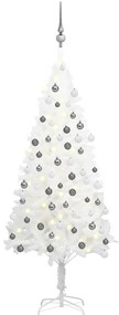 vidaXL Árvore Natal artificial pré-iluminada c/ bolas branco