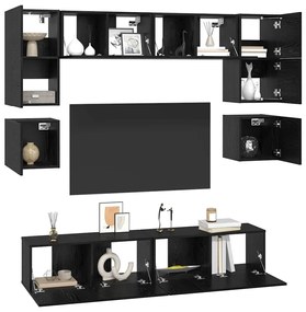 Conjunto de móvel de TV 8 pcs Carvalho Preto 80 x 30 x 30 cm