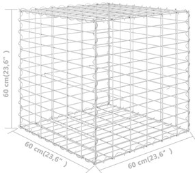 Canteiro elevado/cubo gabião 60x60x60 cm fio de aço