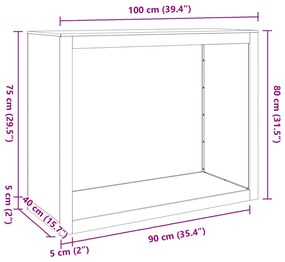 Suporte para lenha 100x40x80 cm aço inoxidável