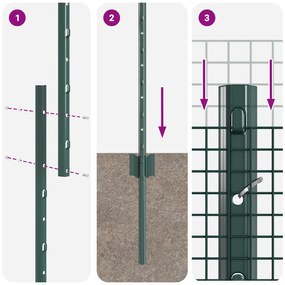 Cerca de Arame Soldado com 11 Estacas U Verde 1.4x25 m Aço