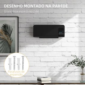 Aquecedor Elétrico de Parede - Preto - 54,5x12x21,5 cm - ABS - 1000W/2