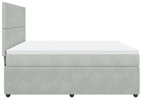 Cama com molas/colchão 200x200 cm veludo cinzento-claro