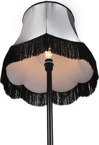 Candeeiro de pé retro preto com cúpula preta e cinzenta 45 cm - Simplo