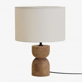 Candeeiro De Mesa Em Madeira De Manga Diniz ?18 Cm & Branco Ø30 Cm - ?20 Cm Arlina - Sklum