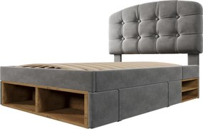 Cama estofada 90x200 com ajuste de altura triplo, Cinzento | AOSOM Portugal