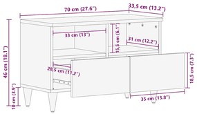 Móvel de TV 70x33,5x46 cm madeira de mangueira maciça