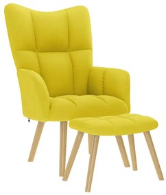 vidaXL Cadeira de descanso com apoio de pés tecido amarelo-claro