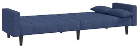 Sofá-cama 2 lugares com duas almofadas tecido azul