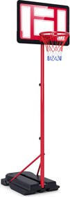 Cesto de Basquetebol para Crianças, 39 x 57 x 132-192 cm, Altura Ajustável, Vermelho e Preto