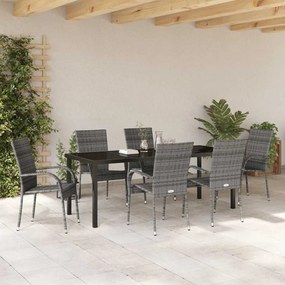 Conjunto de Jantar para Jardim 7 pcs Cinzento Standard
