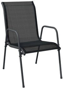 Cadeiras de jardim 2 pcs aço e textilene preto