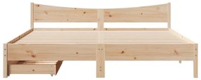 Estrutura de cama c/ gavetas 200x200 cm madeira de pinho maciça