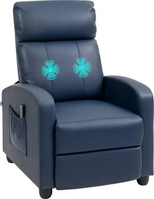 Poltrona de Massagem Reclinável com 2 Zonas de Massagem 8 Programas e 5 Níveis de Intensidade 68x88x98 cm Azul Escuro