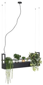 Candeeiro de suspensão industrial preto com prateleira 4 luzes GU10 - Cage Rack Industrial